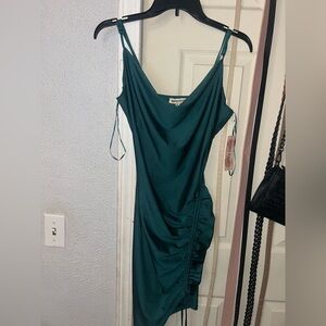 SHEIN Teal Ruched Mini Dress